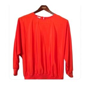 Jeremiah S. Orange Blouse Women's Sz 16 VTG‎ Pullover Contast style sleeves